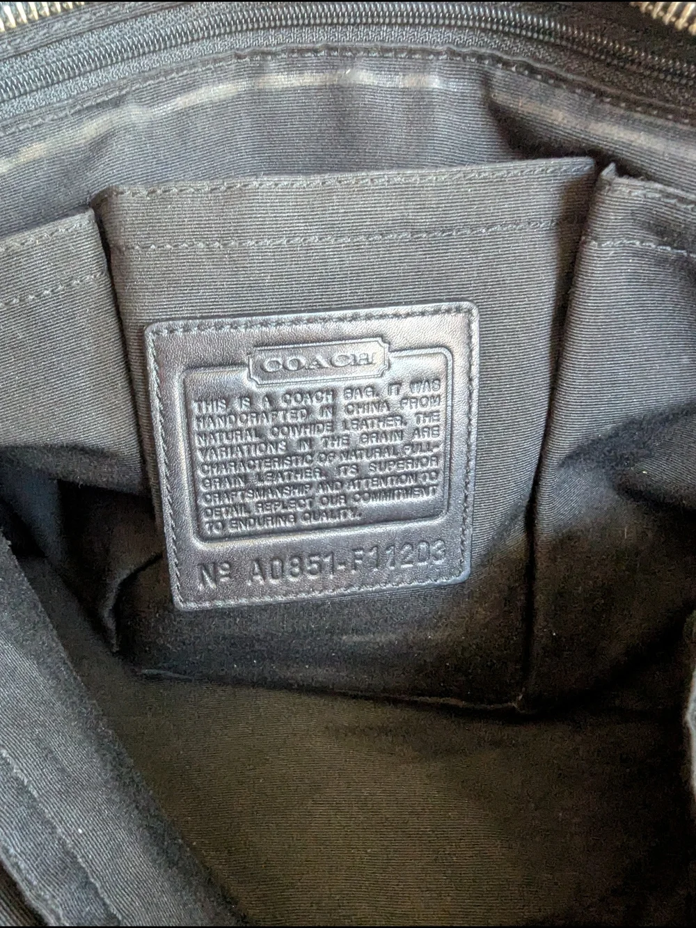 Coach Black Leather Shoulder Bag with Interior Logo Patch